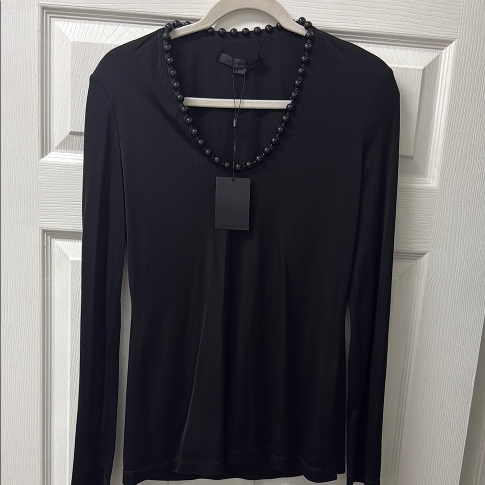 Alexander Wang Black Fitted Long Sleeve Blouse